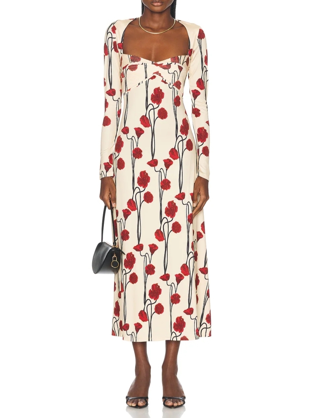 New W/O Tags Johanna Ortiz Scarlet Letter Midi Dress Size 8 MSRP $1450